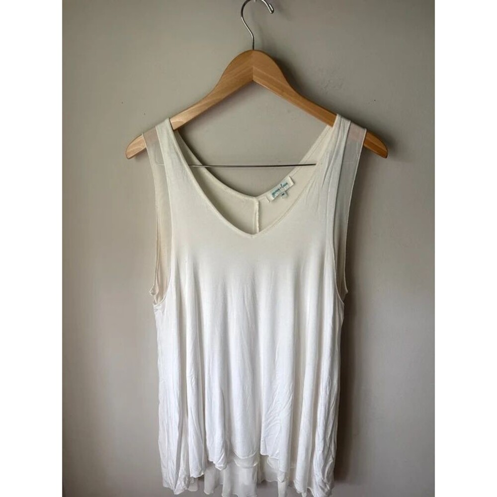 Grace & Lace Ivory Lace Trim Layered Tunic Tank Medium